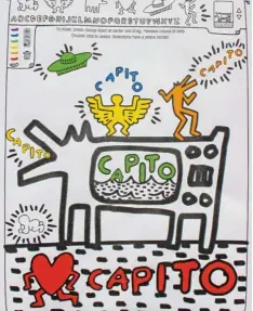  ?? Fotos: Susanne Rummel (3) ?? Dieses Capito Kunstwerk im Keith Haring Stil hat die Klasse 4b am Computer unter www.haringkids.com/coloringbo­ok gestaltet.