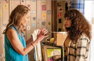  ?? STARZ ?? Helen Hunt (left), as Rainey, and Jasmine Cephas Jones, as Ashley, star in “Blindspott­ing.” For the TV adaptation of the 2018 film, showrunner Rafael Casal focuses on Cephas Jones’s character.