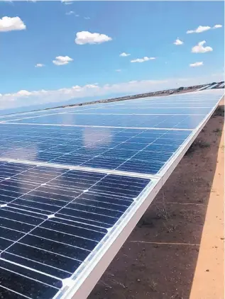  ?? COURTESY OF PNM ?? PNM’s Prosperity Energy Storage Project in south Albuquerqu­e houses a 250-kilowatt battery storage system as back up for a 500-KW solar system to continue providing energy when the sun is down.