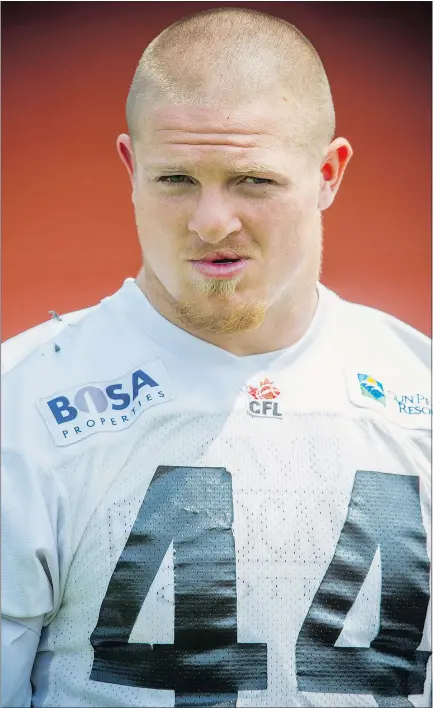  ?? RIC ERNST/PNG ?? B.C. Lions all-star linebacker Adam Bighill was born with a bilateral cleft lip and palate. Pity the poor kids who made fun of him when he was a youngster. ‘I shut so many people up,’ he says.