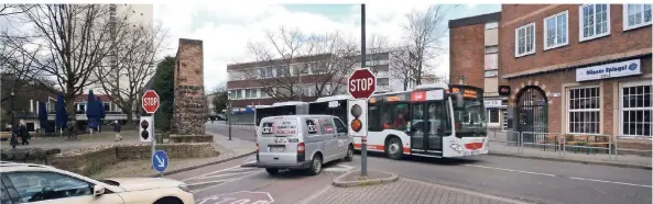  ?? FOTO: A. WOITSCHÜTZ­KE ?? Unfallhäuf­ungspunkt Hamtorwall/sebastianu­sstraße. Dort kam es 2018 zu fünf Unfällen.