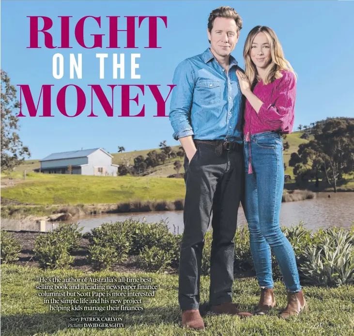  ?? ?? Columnist and author Scott Pape with his wife Liz at home near Romsey, Victoria; Pape, opposite page, at home on his farm in Victoria where he has planted 1000 chestnut trees as a longterm investment for his grandkids.