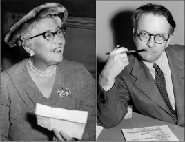  ?? / AP ?? This combinatio­n photo shows mystery writers Agatha Christie in 1957, left, and Raymond Chandler in 1946. Work from both writers appear in the new issue of Strand Magazine.