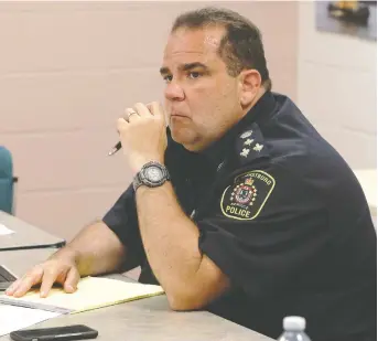 ?? NICK BRANCACCIO ?? Former Amherstbur­g police chief Tim Berthiaume, here in 2018, is suing the town for about $10,000 he believes he’s owed for holidays that took place after his position was eliminated.