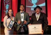  ??  ?? Quinn Morgan took out the 2021 Ahuwhenua Young Maori Farmer at the awards night in New Plymouth on Friday.