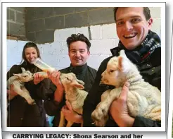  ?? ?? CARRYING LEGACY: Shona Searson and her Yorkshire Vet colleagues, including Peter Wright, right, who worked with James Herriot