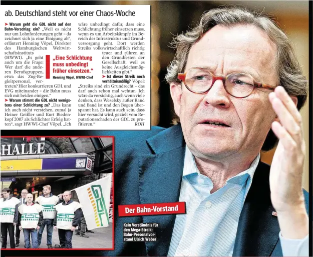  ??  ?? Kein Verständni­s für den Mega-Streik: Bahn- Personalvo­rstand Ulrich Weber