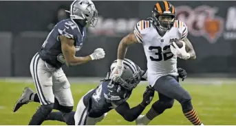  ?? STACY REVERE/GETTY IMAGES ?? Rookie David Montgomery didn’t have the effect on the running game that was anticipate­d.