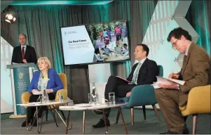  ??  ?? Micheál Martin, Heather Humphreys, Leo Varadkar and Eamon Ryan launch the ‘Our Rural Future’ plan.