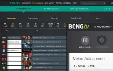  ??  ?? BongTV bietet eine vorbildlic­he Übersicht über alle Aufnahmen
und den freien Speicherpl­atz.