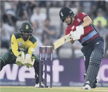  ??  ?? England’s Jonny Bairstow plays a shot during his impressive knock of 60 against South Africa.