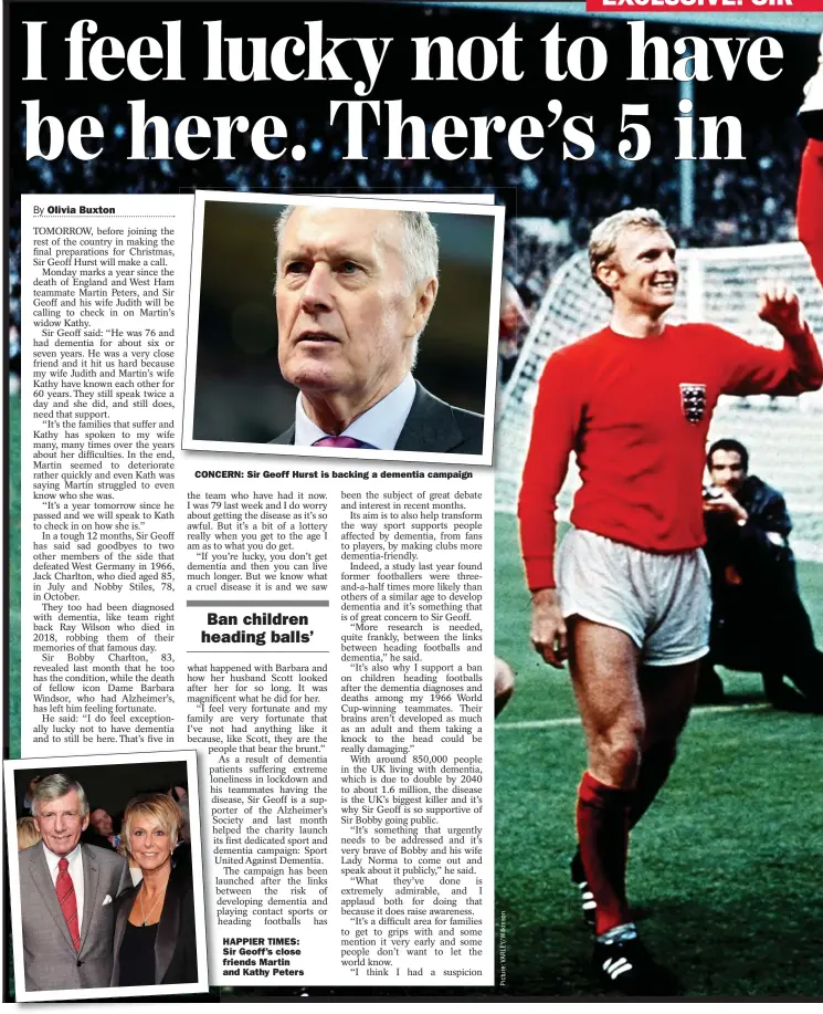  ??  ?? CONCERN: Sir Geoff Hurst is backing a dementia campaign