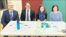  ?? ?? Our senior debating team of Mike, Gillian, Declan and Karen who had a great win.