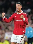  ?? ?? Cristiano Ronaldo celebrates his late winner for Manchester United