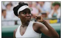  ?? AP/BEN CURTIS ?? Ninth-seeded Venus Williams dropped the first set in her match against Romania’s Alexandra Dulgheru on Wednesday, but she dominated the rest of the match to earn a 4-6, 6-0, 6-1 victory in the second round of women’s singles competitio­n at Wimbledon.