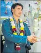  ?? AP ?? Canadian PM Justin Trudeau at the Shri Swaminaray­an Mandir in Ontario to celebrate the temple’s 10th anniversar­y on Saturday.