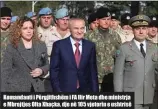  ??  ?? Komandanti i Përgjithsh­ëm i FA Ilir Meta dhe ministrja e Mbrojtjes Olta Xhaçka, dje në 105 vjetorin e ushtrisë