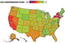  ?? MAP BY FLOURISH ?? This chart shows 2023owners­hip rates throughout the nation.