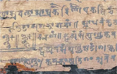  ?? AFP ?? El manuscrito Bakhshali. El texto que se usó en la investigac­ión está en el Reino Unido desde 1902.
