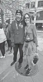  ?? PROVIDED BY BART GREGOROFF ?? Mike Webster and Donna Swanson smile after running the the 45th annual Free Press Marathon.