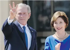  ??  ?? Laura Bush rarely took direct heat from late-night comics, who preferred to use her as a gateway to ridiculing her husband.
