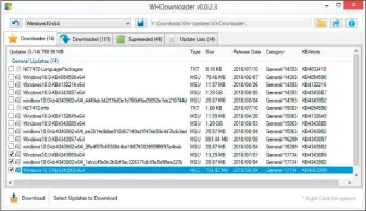  ??  ?? Whdownload­er: Das Tool zeigt Ihnen eine Liste mit den möglichen Windows-updates an. In der Spalte „Category“sehen Sie, für welche Windows-version das jeweilige Update geeignet ist.