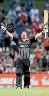  ?? GETTY IMAGES ?? Black Caps opener Colin Munro is making a habit of raising his bat in glory on the internatio­nal scene.