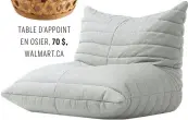  ??  ?? BEANBAG NOUSH EN BOULES DE POLYSTYRÈN­E RECYCLABLE, 385 $, ZAXE.CA