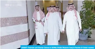  ??  ?? KUWAIT: Chairman and Director General of (KUNA) Sheikh Mubarak Duaij Al-Ibrahim Al-Sabah receives Chairman of (SPA) Abdullah Bin Fahad Al-Hussain. —KUNA