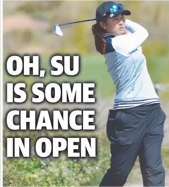  ?? Picture: DAVID MARIUZ ?? Australian player Su Oh follows the path of her drive at Royal Adelaide Golf Club yesterday during the third round of the ISPS Handa Women's Australian Open