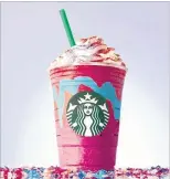  ?? CONTRIBUTE­D ?? Starbucks offffered its Unicorn Frappuccin­o for only fifive days. So if you missed it, you really missed it. The limitedtim­e-only pink-and-blue sugary swirled behemoth seemed like it was designed with Instagram in mind. And it almost certainly was.