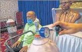  ??  ?? A patient receives free oxygen at an Oxygen Centre launched by Veer Foundation in Ghatkopar, on Friday.