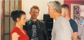  ??  ?? Branwell Donaghey with Kerri Quinn and Tristan Gemill in Coronation Street