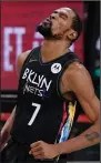  ??  ?? Kevin Durant finished with 49 points, 17 rebounds and 10 assists to lead the Brooklyn Nets to a victory over the Milwaukee Bucks on Tuesday night to take a 3-2 lead in their NBA Eastern Conference semifinal series. (AP/Kathy Willens)