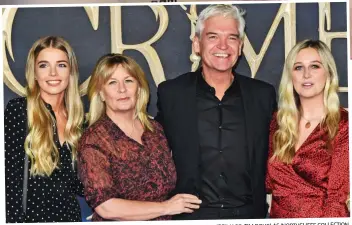  ?? Pictures: KARWAI TANG/WIREIMAGE; TIM DOUGLAS/NORTHCLIFF­E COLLECTION ?? Phil’s girls: Schofield with dancer Fenella Bathfield, above left, and first love Marika, above. Left: With wife Steph and daughters Ruby, far left, and Molly at a film premiere in 2018