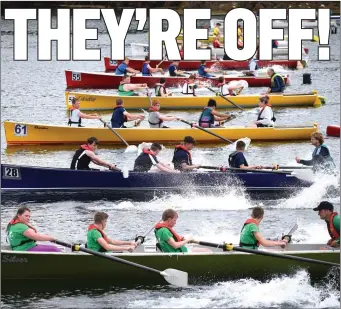  ?? The start of the U-14 mixed race at the Rowing County Championsh­ips at Sneem. ??