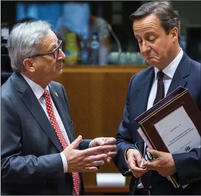  ??  ?? Talks: David Cameron and European Commission president Jean-Claude Juncker at a summit in June