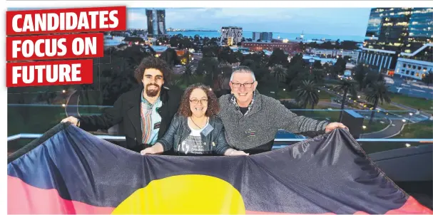  ?? Picture: GLENN FERGUSON ?? READY TO LEAD: Indigenous candidates for Victoria's First Peoples’ Assembly Jordan Edwards, Julie Jose and Trevor ‘Reg’ Abrahams.