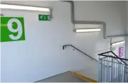  ??  ?? The stairways are bright and spacious with CCTV fitted. Each level is colour coded and there are safe spaces for wheelchair users to call for assistance if needed