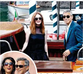  ??  ?? Julianne Moore & George Clooney promoten bei der Biennale das Mörder-Drama „Suburbicon“