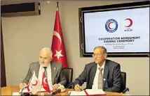  ?? KUNA photos ?? KRCS Vice Chairman, Anwar Al-Hasawi during the signing of agreement with the Turkish Red Crescent.