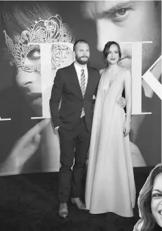  ??  ?? Cast members Jamie Dornan (left) and Dakota Johnson pose at the premiere of the film ‘Fifty Shades Darker’ in Los Angeles recently.