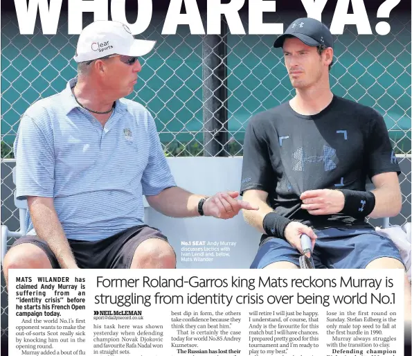  ??  ?? No.1 SEAT Andy Murray discusses tactics with Ivan Lendl and, below, Mats Wilander