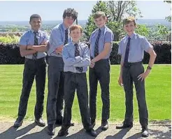  ?? Picture: Kristy Stanley ?? Left, space-mad Zach Stanley, 13, is one of the boys who’s taking part. Right, with his classmates who are involved in the project