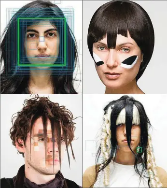  ??  ?? Motifs du projet HyperFace d’Adam Harvey, conçu pour brouiller les dispositif­s de reconnaiss­ance faciale.