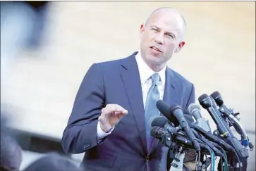  ?? Brian van der Brug Los Angeles Times ?? ATTORNEY Michael Avenatti agreed Wednesday to the appointmen­t of a receiver to take possession of his law firm’s assets after a former partner accused him of hiding millions during the firm’s bankruptcy process.