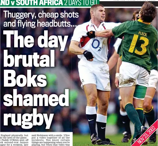  ?? GETTY IMAGES ?? Flashpoint: Ben Cohen pushes Robbie Fleck in a Test marred by Boks’ violence