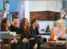  ?? ASSOCIATED PRESS ?? The cast of Will & Grace, from left, Megan Mullally, Sean Hayes, Debra Messing and Eric McCormack talk with Megyn Kelly on ‘Megyn Kelly TODAY’ Sept. 25 in New York. Kelly received backlash online after bringing a ‘Will & Grace’ fan on and asking him if...