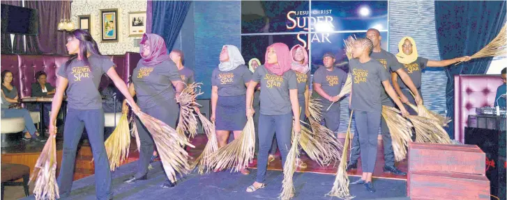  ??  ?? Members of the cast of Jesus Christ Superstar perform during the event’s launch at the Hard Rock Cafe Montego Bay last Thursday.