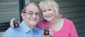  ??  ?? NO MONTHLY BILLS: “My wife had an old style help button that came with hefty bills every month and she was embarrasse­d to wear it because it made her look old,” said Frank McDonald, Canton, Ohio. Now, we both have FastHelp™, the sleek new medical alert...